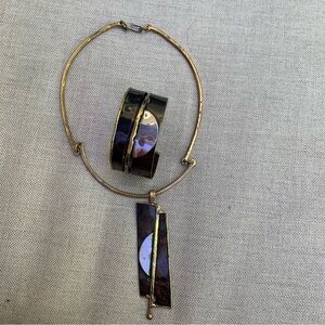 Brass necklace and bracelet set